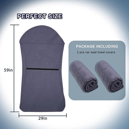 Car Seat Towel Cover, 2pcs Universal Front Seat Protector for Cars, SUVs and Trucks, Sweat Towel Car Seat Cover for Gym, Yoga, Swimming, Pets and Family Travel, Purple Gray - Image 9