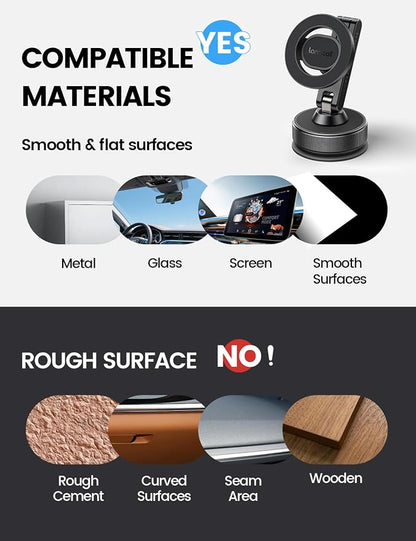 Lamicall Car Phone Holder Mount Ultra Nano Gel & 70+LBS Vacuum Suction Cup | 20X Strong Magnets 360° Phone Holders for Your Car Dashboard Windshield Car Mount for iPhone 17 16 15 Pro Max S26 S25 Black - Image 8