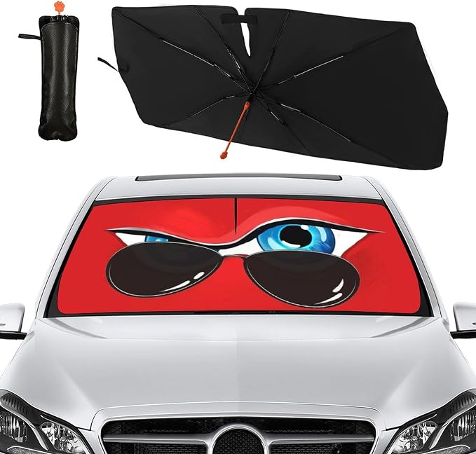 Socira Funny Eye Car Windshield Sunshade Umbrella Foldable Umbrella | Sun Shade Windshield Cover Sunshade Car Accessories Blocks Uv Rays Keeps Cool (57" X 30") - Image 8