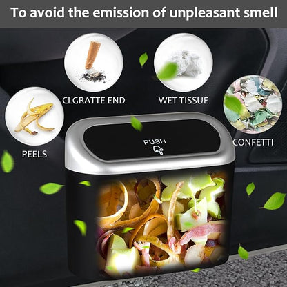 Accmor Car Trash Can with Lid, Mini Vehicle Trash Bin Car Dustbin Garbage Organizer Holder with Trash Bag, 2 Pack Small Hanging Leakproof Cars Storage Bag Container for Auto, SUV, Office (Silver) - Image 7