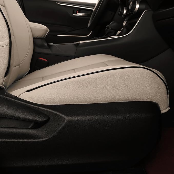 EKR Rav4 Seat Covers Custom Fit for Toyota Rav4 LE(NOT for Hybrid) 2013 2014 2015 2016 2017 2018,Leather Car Seat Cover for Trucks SUV Full Set,Faux Leather(Beige) - Image 4