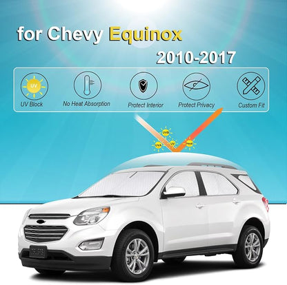 KMF 8pcs Thicken Sun Shades for Chevy Equinox 2010-2017 Accessories, Chevrolet Full Car Window Covers Sunshade for Windshield Side Rear, UV Block and Blackout Privacy for Car Camping Outdoor - Image 6