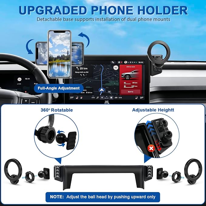 Dual-End Car Phone Holder for Toyota RAV4 2026 Accessories 12.9-Inch Screen | Strong Magnetic Cell Phone Mount for Magsafe iPhone, 360° Hands-Free No Air Vent Blockage One-Hand Operation Stable Stand - Image 4