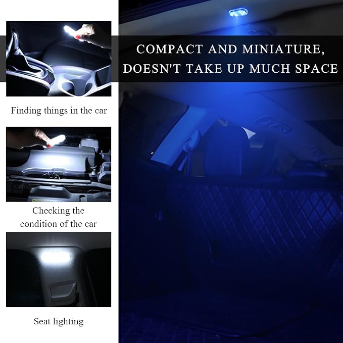 Wevdn 2 PCS Car LED Lights Interior Wireless, Magnetic Car Ambient Lighting with 6 Bright LED Lamp Beads, Portable USB Rechargeable Vehicle Interior Led Night Light for Car (Blue) - Image 4