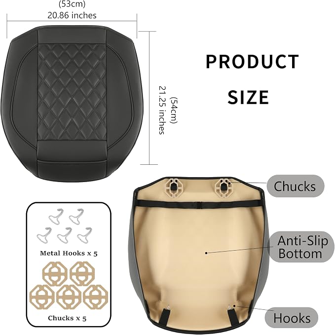 2 Pack Leather Front Car Seat Covers,Bottom Seat Covers for Cars,Driver Car Seat Cushion Cover,Luxury Seat Protectors,Waterproof,Full Wrap,for Most Vehicles,Sedan,Truck,SUV(Black) - Image 3
