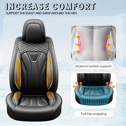 Fit Yaris Premium Leather Car Seat Covers for Toyota Yaris 2007-2019 2020 - Waterproof，Breathable，All-Weather Seat Cushion Protecto & Airbag Compatible, Full Set All Black - Image 7