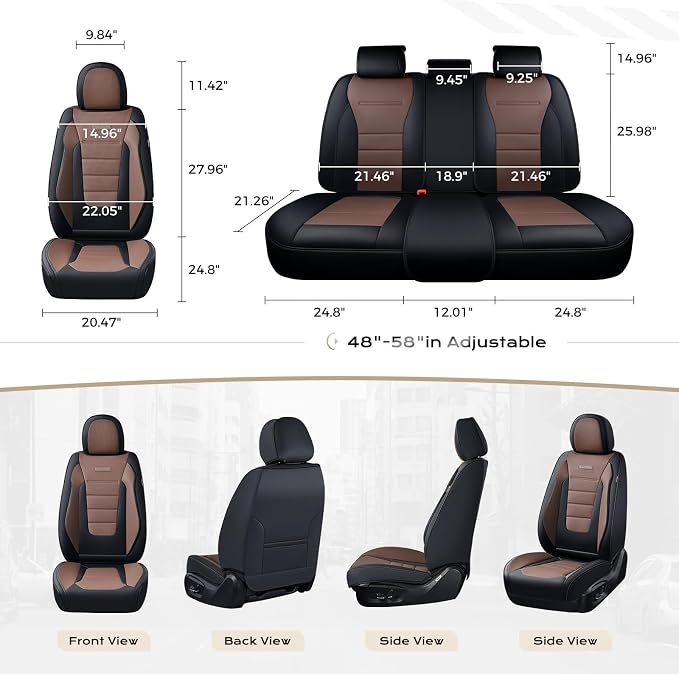 Coverado Car Seat Covers Front, Seat Covers for Cars, Waterproof 2-Pack Car Seat Cushions, Leather Carseat Seat Protectors, Universal Seat Covers Fit for Most Sedans SUV Pick-up Trucks(Black&Coffee) - Image 3