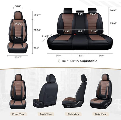 Coverado Car Seat Covers Front, Seat Covers for Cars, Waterproof 2-Pack Car Seat Cushions, Leather Carseat Seat Protectors, Universal Seat Covers Fit for Most Sedans SUV Pick-up Trucks(Black&Coffee) - Image 3