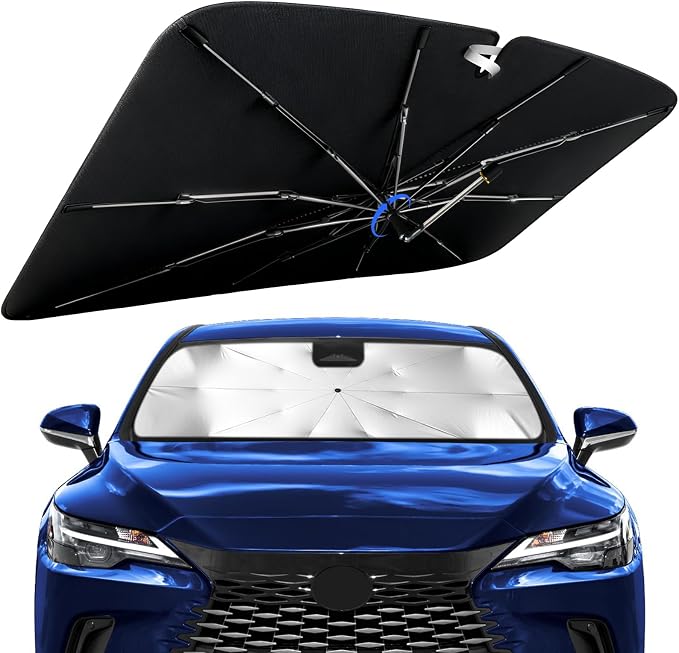 Windshield Sun Shade for Lexus RX 2023-2026 with 360° Rotating Shaft | Custom Fit Umbrella Sunshade for UV Blocking, Interior Heat Protection, Easy Storage, UPF 50+ Cool Windshield Cover by Lonyaqui