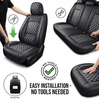 Fit for Venza Seat Covers Compatible with Toyota Venza 2009-2020 - Waterproof Breathable Leather Automotive Seat Cushions Protector,Airbag Compatible,Full Set 5 Seats(Whiteline) - Image 4