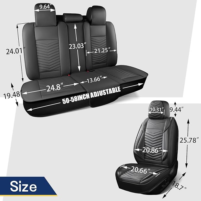 HChengkikz Nappa Leather Car Seat Covers Full Set, Brown Car seat Protector 5 Seats, Waterproof Car Seat Cushion, Universal Automotive Seat Covers Fit for SUV Truck Pick-up Sedan, Front and Rear | Easy Maintenance, Airbag Compatible, Universal Fit For ... - Image 6