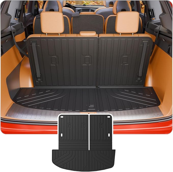Trunk Mat with Backrest Mat for 2026 Hyundai Palisade Gas | 7&8 Seats Cargo Liner Cargo Mat TPE All Weather Back Seat Cover Protector Trunk Liner Palisade Accessories by Thinzyou