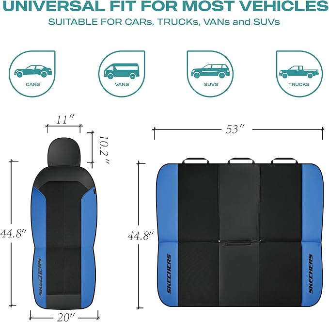 Skechers Car Seat Covers,GOGA Mat Oxford Cloth Seat Covers,Waterproof Car Seat Covers Full Sets,Automotive Universal Fit Seat Cover for Most Cars, Suvs, Trucks,Blue - Image 6