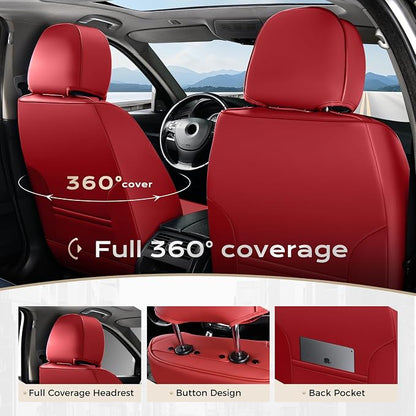 Coverado Car Seat Covers Full Set, Seat Covers for Cars, Front Seat Covers and Back Seat Cover Waterproof Leather Automotive Seat Cover, Universal Car Interior Protectors Cushion for Most Cars - Image 4