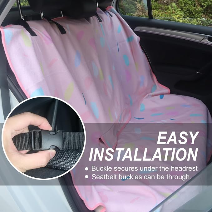 Sweat Towel Car Seat Cover Protector Front Seats for Gym Workout, Running, Swimming, Beach and Hiking, Waterproof Universal Seat Cover for Car, Trucks, Van & SUV (1, Pink Marble, Rear Seat) - Image 5