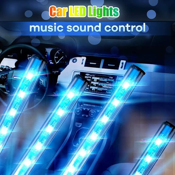 4PCS Car Interior LED Lights, 48LED RGB 12V Under Dash Lighting Kit | Remote Control, Multicolor Music Sync and Sound Active Neon Accent Light Strips for Car Interior - Image 4