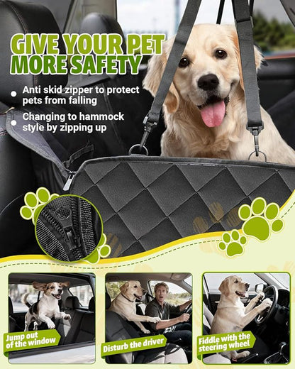 Victoper Dog Car Seat Cover, 600D Heavy Dute Car Seat Cover for Dogs Pets, 100% Waterproof Anti-Scratch Nonslip Dog Hammock for Cars, Seat Covers Protector with Seatbelt for Sedan SUV Truck XL Black - Image 5