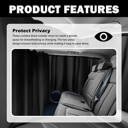3PCS Car Privacy Curtains,Black Coated Car Window Shades Kit with Rear Window & Divider Curtain,Portable Cars Windows Curtains for Privacy and Lower Interior Temperature - Image 5