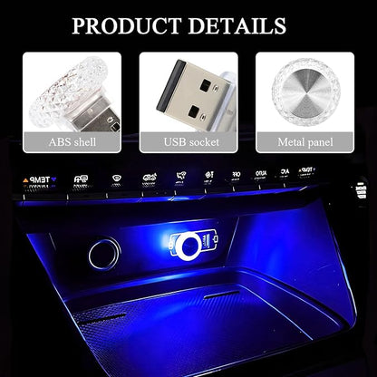 Hovom 4PCS Mini USB LED Car Interior Atmosphere Lamp for Decor, Blue | Plug-in USB Interface, Portable LED Decor, Universal Ambient Lighting Kit, Suitable for SUV Truck RV Office Laptop Keyboard - Image 3