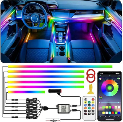 Interior Car LED Strip Lights,Acrylic LED Lights for Car with Dynamic Dreamcolor Chasing,175 inches 6 in 1 RGB Neon Strip Fiber Optic Ambient Lighting Kits with Remote APP, for Inside car Decorations by Sxlofty
