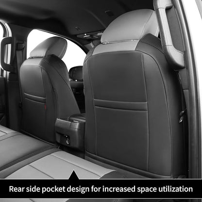 2024 2025 2026 Tacoma Seat Covers Full Set for Toyota Tacoma 4th Gen Double/Crew Cab SR,SR5,TRD Sport,TRD Off-Road,Limited,Fully Covered,Waterproof Leather Car Seat Protector(Black/Gray) - Image 3