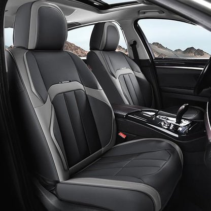 Coverado Nappa Leather Car Seat Covers Front Set, Luxury Waterproof Seat Protectors, Airbag Compatible Anti‑Slip Auto Seat Covers, Universal Fit for Most Cars SUVs Trucks Pickup Vehicles by COVERADOAUTO