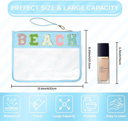 Siwara Snack Bags Clear Pouch Travel Makeup Bag Chenille Letter Bags for Zipper Pouch Clear Cosmetic Bag Clearly Tote Bag Makeup Travel Bags for Women - Image 2