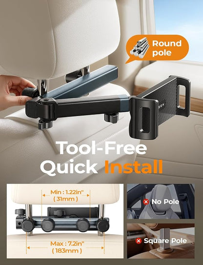 LISEN iPad Holder for Car Tablet Mount, Road Trip Essentials Kids Back Seat | Car Accessories for Women Interior Kit Organizer Back Seat, Toddler Travel Essential for Car Trip, iPad Car Mount Headrest - Image 5