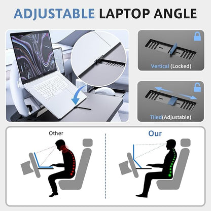 Steering Wheel Tray, Car Food Tray, Car Desk for Laptop, Multipurpose Car Table for Eating & Work, Adjustable Car Tray with Drawer and Anti-Slip Protective Adhesive - Image 4