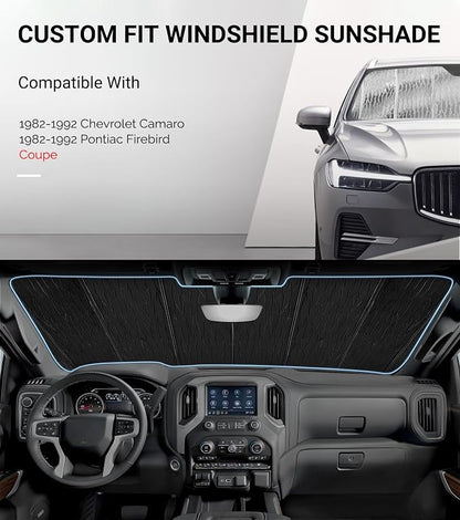 Pigenius Windshield Sun Shade for Chevrolet Camaro Coupe 1982-1992, for Pontiac Firebird Coupe 1982-1992, Custom Front Window Sunshade - AstraGuard - Image 2