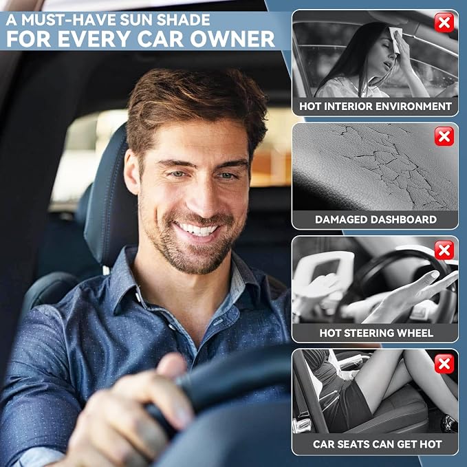 for Ford Escape 2013-2019 Windshield Sun Shade - 4 Layers Car Sunshade | Front Windows Shade Cover Custom Fit Escape Sun Visor 250T Retractable Shade Blocks UV Rays Car Accessories - Image 5