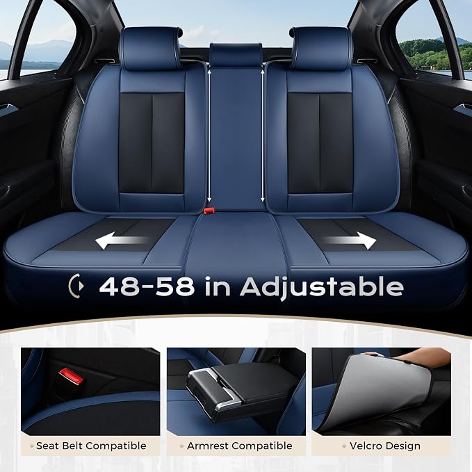 Coverado Car Seat Covers, Seat Covers for Cars, Waterproof Leather Auto Seat Protectors, Leather Car Seat Cushion, Car Interiors Accessories Universal Fit for Most Cars - Image 5