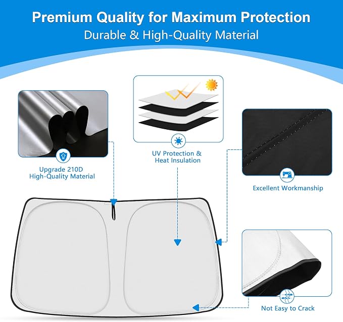 Front Windshield ＆ Side Window Sun Shade for 2015-2024 Fo-rd Transit Van High and Medium Roof, Foldable Window Sunshade Sun Visor Protector, Window Shades Blocks UV Rays Heat, Pack of 3 - Image 6