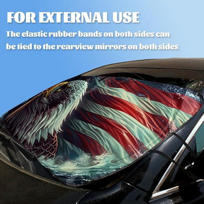 American Flag Eagle Windshield Sunshade, Universal Fit, 59L x 31.5W Inch, SUV, Truck, Car - Image 3