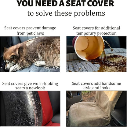 Car Towel Seat Cover, Waterproof Non-Slip Automotive Towel Rear Protective Cover, Sweat-Proof Machine Washable Removable Carseat Vehicle Rear Seat Mat Protector, Universal Fit (Beige) - Image 6