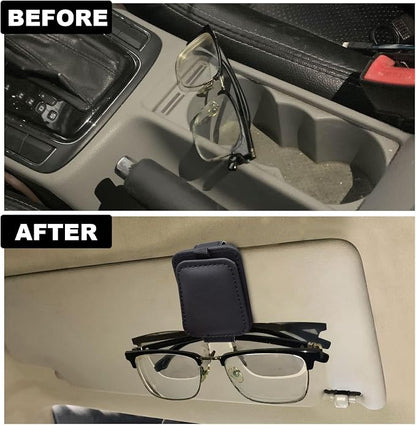 2 Pack Magnetic Leather Car Visor Sunglass Holder | Leather Glasses Eyeglass Hanger Clip for Car, Sunglass Clip Glasses Holder for Car Visor - Image 7