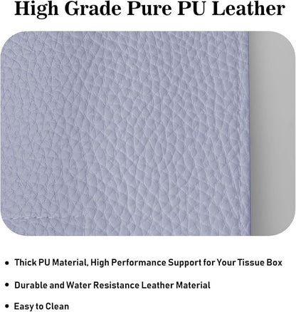 Tissue Box Cover Holder Square Tissue Cube Cover PU Leather Tissue Organizer with Bottom Belt for Bathroom, Tabletop, Car, Night Stands, Office, Home, Kitchen (2, Violet) - Image 6
