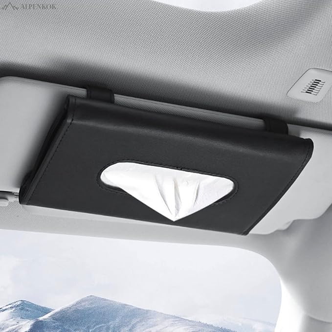Car Tissue Holder Visor, 9.1×4.7x1.5, PU Leather, Napkin Storage | Car Visor Tissue Holder; Ergonomic Take-Out Port, Universal Fit, Refillable; Metal Clip Mount, Quick Install - Image 8