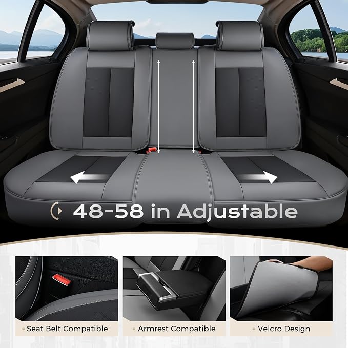 Coverado Car Seat Covers, Seat Covers for Cars, Waterproof Leather Auto Seat Protectors, Leather Car Seat Cushion, Car Interiors Accessories Universal Fit for Most Cars - Image 3