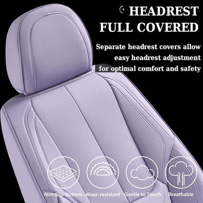 Coverado Seat Covers, Car Seat Covers Front Seats, Car Seat Cover, Car Seat Protector Waterproof, Car Seat Cushion Nappa Leather, Purple Seat Covers Carseat Cover Universal Fit for Most Cars - Image 5