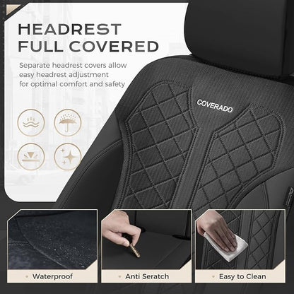 Coverado Black Front Seat Covers, Automotive Seat Covers 2 Seats, Mesh Car Protectors 2-Pack, Auto Seat Covers Spill-Proof Design Universal Fit for SUV, Vans, Sedan, Truck - Image 7