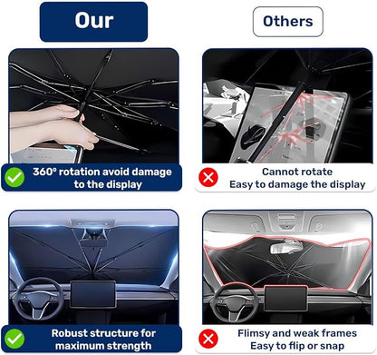 GENANY Skellington Umbrella Sunshade for Car Windshield (57x31 Inches) | 360°Rotation Bendable Handle, Foldable Car Windshield Sunshade Umbrella for SUV Truck, Protector Blocks UV - Image 5