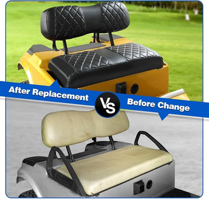 NOKINS Golf Cart Seat Covers 4 Piece Fits Club Car DS 2000.5-Up | Front and Rear Seat Vinyl Covers, Golf Cart Accessories, No Staples(Black&Black Stitch) - Image 7