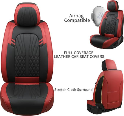 MINGBRON Car Seat Covers,Breathable and Waterproof Faux Leather Automotive Seat Covers for Cars SUV Pick-up Truck Sedan,Universal Anti-Slip Driver Seat Covers Wine Red - Image 6