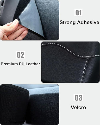 Small Car Seat Side Pocket Organizer, Reusable Adhesive Car Storage Bag | Universal vehicle door & console pouch for phones keys Cards sunglass etc, Suitable for all vehicles, PU Leather, Black - Image 6