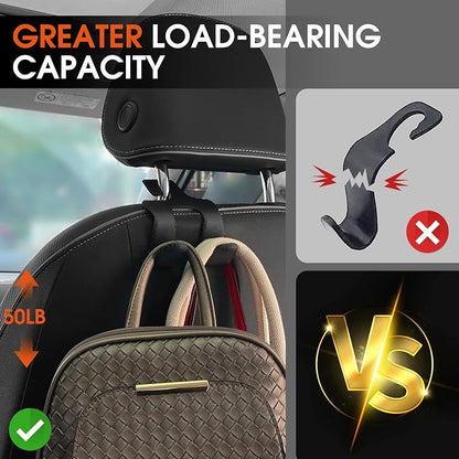 Car Headrest Hooks for Purses and Bags, Upgraded 2 in 1 Cars Back Seat Head Rest Hanger Vehicle Leather Organizer Storage Holder Hook Matching Cars Interior, 1-Pack, Brown - Image 5