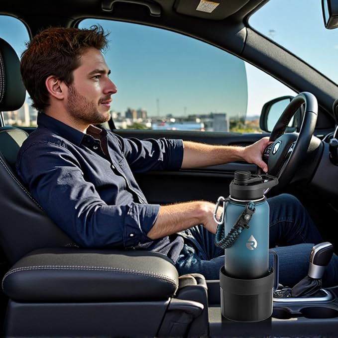 Car Cup Holder Expander with Adjustable Base, Cup Holder Insert for Car Compatible with Most 32/40 Oz Water Bottles 12 oz/24 oz Coffee Mugs Tumblers 3.4 to 3.78 in Diameter, 1 Pack Black - Image 7