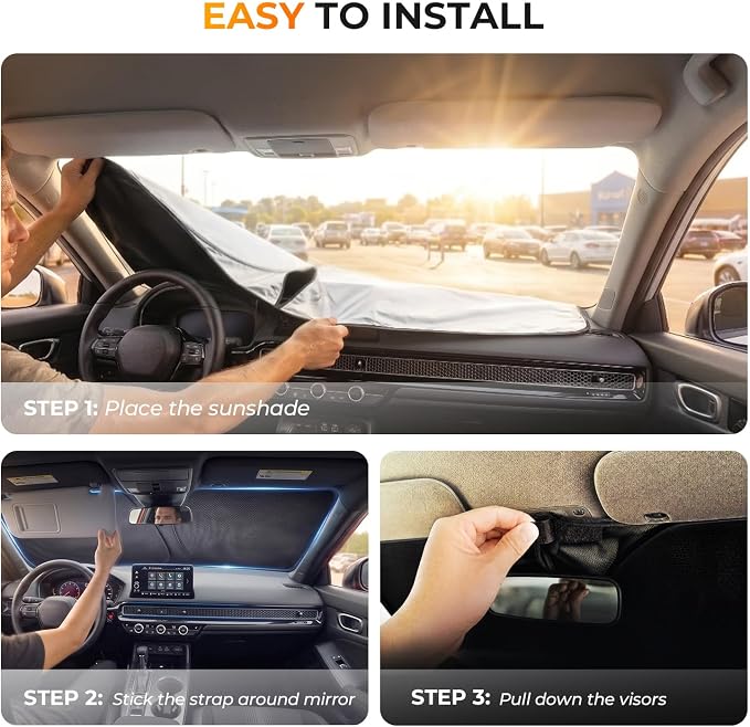 [2026 Upgraded] DooGooCoo Windshield Sun Shade for Toyota Camry 2018-2025 2026 [Cooling Ice-Crystal, 100% Sun Block] Sunshade for Car Windshield for Toyota Camry Sun Shade, Custom fit Camry. - Image 8