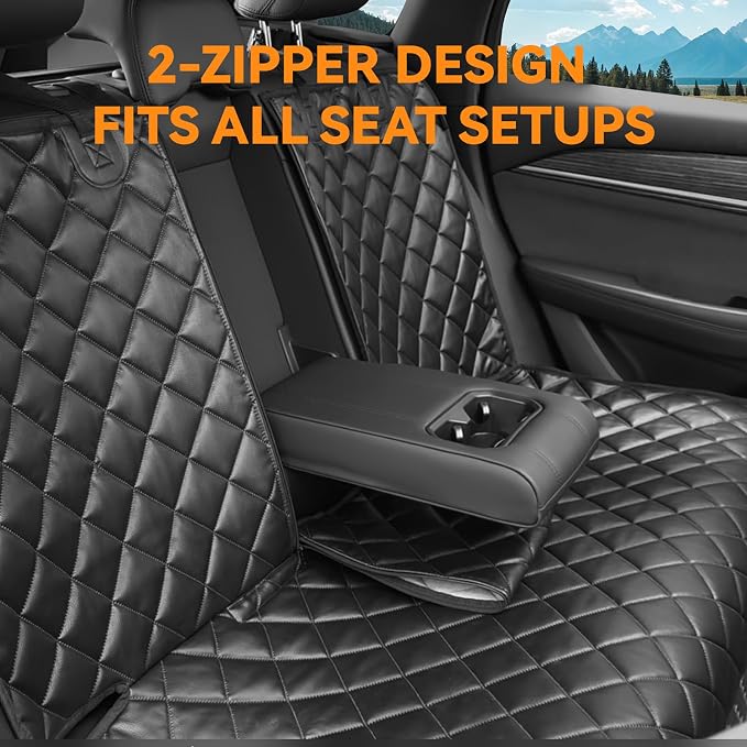 Dog Car Seat Cover for Back Seat,Leather Back Seat Cover,Stnd | Black,PU,Waterproof,Nonslip,Anti-Scratch,Rear Dog Seat Covers Fit Middle Armrest for Most Vehicles,SUVs,Sedans - Image 6