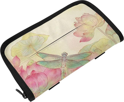 Car Tissue Holder Car Napkin Holder Tissue Box Dispenser Storage Case Sun Visor Mask Holder Accessories with Adjustable Straps Reusable Refillable Dragonfly Lotuses Yellow by Unknown